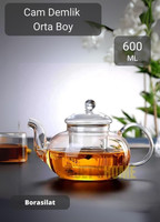Jet's Home  Şeffaf Süzgeçli Isıya Dayanıklı 600 ML Borosilat Bitki Çayı Demliği