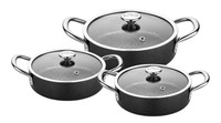 OMS 3561 Antrasit 6 Parça Granit Dik Sahan Seti 18-20-22 CM