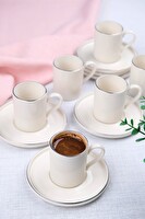 Tabak Evi Porselen Platin Kahve Fincan Takımı Kelebek 90 CC 6 Kişilik 12 Parça