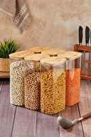 Cooker 6'lı 3 L Borosilikat Cam Bambu Kapaklı Kavanoz CKR4551