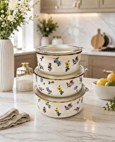 Acar Petit Fleur Collection Emaye 3'lü Saklama Kabı XAP-10439