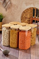 Cooker 6'lı 2.5 L Borosilikat Cam Bambu Kapaklı Kavanoz CKR4552
