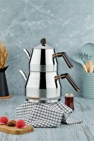 Cooker Everest 18/10 1.40 L Demlik 2.75 L Alt Hazne Paslanmaz Çelik Aile Boy Çaydanlık