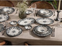 Porser Porselen Velour Antrasit Fulya Yemek Seti 6 Kişilik 24 Parça