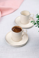 Tabak Evi Platin Yaldızlı Porselen Kahve Fincan Takımı 100cc 2 Kşilik 4 Parça