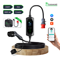 Coswatt Taşınabilir EV Şarj Cihazı CS-P3-32A - 22kW - 5m - Türkçe - 380V AC - Tip-2 - 5x32A CEE - Ev Tipi Adaptör