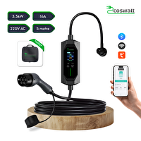 Coswatt Taşınabilir EV Şarj Cihazı CS-P1-16A - 3.5kW - 5m - Türkçe - 220V AC - Tip-2 - 2x16A Ev Tipi Fiş - Çanta