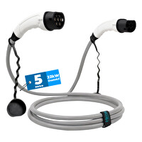 Hims EMEF-22T2-GB-5 22kW Tip 2 Soketli Gri Elektrikli Araç Şarj Kablosu - 5 M