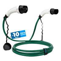 Hims EMEF-22T2-YB-10 22kW Tip 2 Soketli Yeşil Elektrikli Araç Şarj Kablosu - 10M