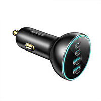 Rocoren 70W 4 Portlu 2xType-C 2xUSB-A LED Işıklı Araç içi Hızlı Şarj Cihazı