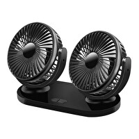 Ally R-8037 Çift Başlıklı Araç Fanı Oto Fan Vantilatör Siyah