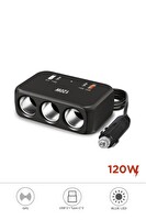 Başkenttekno G18 120W Çoklu Çıkışlı Araç Şarj Cihazı 2xType-C USB Çakmaklık Girişli