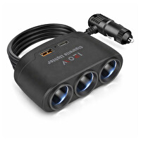 Mega Oto Market 3’lü Araç Çakmaklık Çoğaltıcı 12V-24V Uyumlu Çoklu Soket Adaptörü