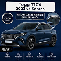 Mega Oto Market Togg T10X 2023 Ve Sonrası ile Uyumlu Paslanmaz Krom Akrilik Cam Rüzgarlığı
