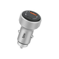 Bix BXACP48W 48W Çift Portlu Type-C ve USB-A Dijital Göstergeli Araç İçi Hızlı Şarj Cihazı Gümüş