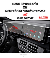 Uniqanatolia Renault Clio Esprit Alpine 2026 Hayalet Gösterge ve Multimedya Uyumlu Mat Ekran Koruyucu