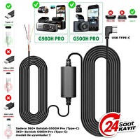 360+ Botslab G980H Pro/G500H Pro Type-C Park Modu Akü Bağlantı Kablosu Araç İçi Kamera