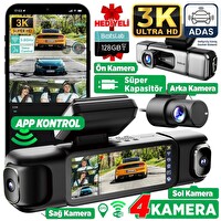 360+ Botslab G980H Pro 3K 4 Kameralı WiFi GPS Akıllı Araç İçi Kamera 150° Geniş Açı Yaya Algılama Gece Görüşlü