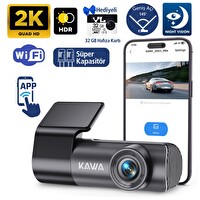 Kawa D5 Gen2 2K 1296P WiFi 145 Derece Geniş Açı Lens Gece Görüşlü 32GB Hafıza Kartlı Akıllı Araç Kamerası