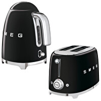 Smeg KLF03BLEU Siyah Kettle ve TSF01BLEU 1x2 Ekmek Kızartma Makinesi Seti