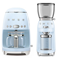 Smeg DCF02PBEU Pastel Mavi Filtre Kahve Makinesi ve CGF01PBEU Kahve Öğütme Makinesi Seti