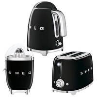 Smeg Siyah Kettle 1x2 Ekmek Kızartma Makinesi ve Narenciye Sıkacağı Seti