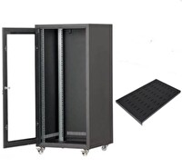Setrack 19" 20U 600x600 Tekerlekli Camlı Rack Kabinet - Sabit Raf