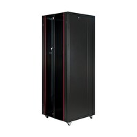 Lande 42U 800x800 Hyperline Dikili Tip Rack Kabinet Siyah - Ön Cam Kapak Tekerlekli