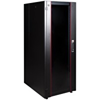 Lande 32U 600x800 Hyperline Dikili Tip Rack Kabinet Siyah - Ön Cam Kapak Tekerlekli