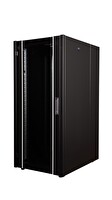 Lande Demonte 26U 600x800 Hyperline Dikili Tip Rack Kabinet Siyah Ön Cam Kapak Tekerlekli