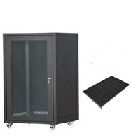 Setrack 19" 12U 600x600 Camlı Tekerlekli Rack Kabinet - Sabit Raf
