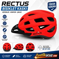 Rectus Y-48 Yetişkin Bisiklet Kaskı Vizörlü LED Işıklı Kırmızı 58-61 CM