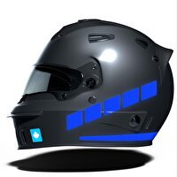 Çınar Extreme Şerit Tasarımlı Reflektif Mavi Motosiklet Kask Sticker