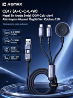 Remax CB17 100 W Çok Fonksiyonlu Dönüştürücülü Örgü Şarj Kablosu 1.2 M