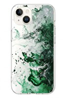 Le Balvo iPhone 13 - 14 Uyumlu Yeşil Beyaz Dalgalar Baskılı Silikon Kılıf