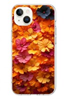 Le Balvo iPhone 13 - 14 Uyumlu Sarı Pembe Çiçekler Baskılı Silikon Kılıf
