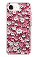 Le Balvo iPhone 17e Uyumlu Beyaz Pembe Papatyalar Baskılı Silikon Kılıf