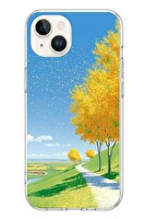 Le Balvo iPhone 13 - 14 Uyumlu Sarı Sonbahar Ağacı Baskılı Silikon Kılıf