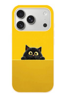 Le Balvo iPhone 17 Pro Uyumlu Sarı Gözlü Kedi Baskılı Silikon Kılıf
