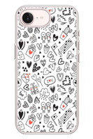 Le Balvo iPhone 17e Uyumlu Retro Kalp Karışık Baskılı Silikon Kılıf