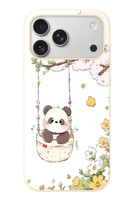 Le Balvo iPhone 17 Pro Max Uyumlu Sallanan Panda Baskılı Silikon Kılıf