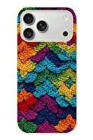 Le Balvo iPhone 17 Pro Max Uyumlu Renkli Örgüler Baskılı Silikon Kılıf