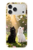 Le Balvo iPhone 17 Pro Max Uyumlu İlkbahar Kedileri Baskılı Silikon Kılıf