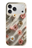 Le Balvo iPhone 17 Pro Max Uyumlu Papatya Çiçekleri Baskılı Silikon Kılıf