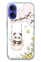 Le Balvo iPhone 16 Uyumlu Sallanan Panda Baskılı Silikon Kılıf