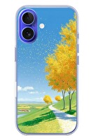 Le Balvo iPhone 16 Uyumlu Sarı Sonbahar Ağacı Baskılı Silikon Kılıf