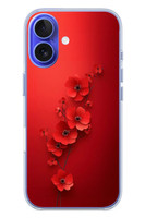 Le Balvo iPhone 16 Uyumlu Kırmızı Kardelenler Baskılı Silikon Kılıf