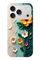 Le Balvo iPhone 17 Pro Uyumlu Güzel Modern Çiçekler Baskılı Silikon Kılıf