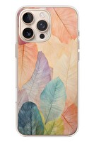 Le Balvo iPhone 16 Pro Max Uyumlu Hafif Yapraklar Baskılı Silikon Kılıf