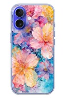 Le Balvo iPhone 16 Uyumlu Yağlı Boya Çiçekler Baskılı Silikon Kılıf